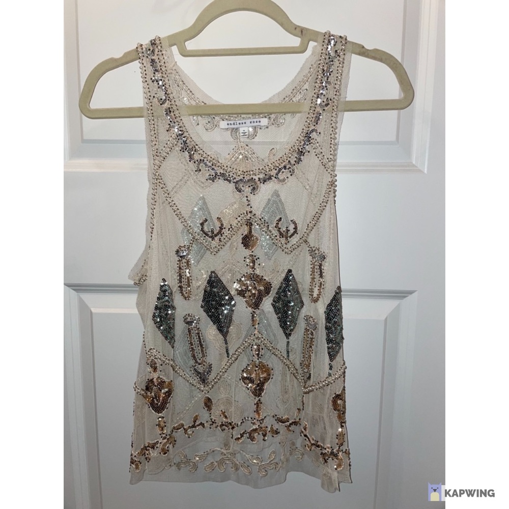 Endless rose M sheer embellished top